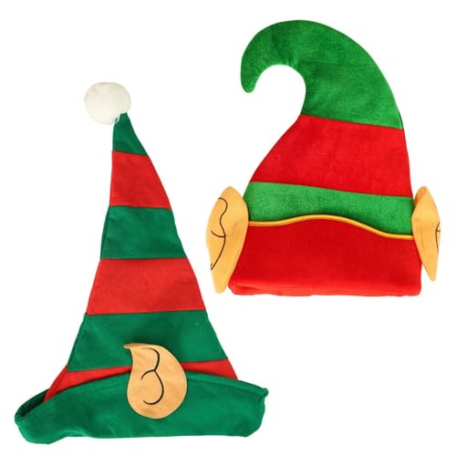 2 Stück Weihnachtselfen Hut | Weihnachten Elfe Mütze | Rot Grün...