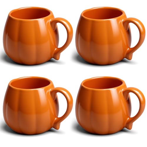 4 Pcs 14 oz Pumpkin Mug Ceramic Coffee Mug Fall Halloween Thanksg...