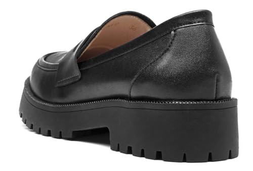 Image of Women's Classic Simple Mid Heel Oxfords Penny Loafers Comfortable Slip On Dress Shoes