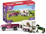 SCHLEICH 42346 Pick-up con rimorchio per cavalli, da 3 anni, FARM WORLD - Playset, 38 pezzi