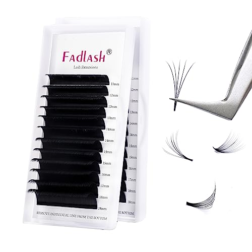 Fadlash Extension Faciles des Cils de Ventilateur 0.07mm DD Curl Mix 11-19mm Autogestion Extension de Cils Professionnel Floraison Automatique
