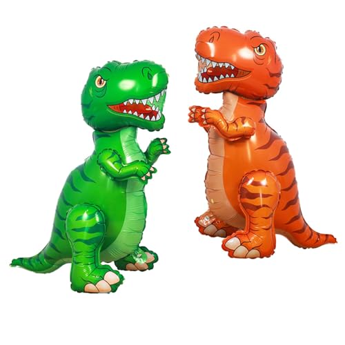XXL Dinosaurier-Luftballons Set (2 Stück) Stehende 3D Dino Folienballons für Geburtstagsdeko Jurassic Party & Dschungel-Theme Dekoration für Kinder und Erwachsene