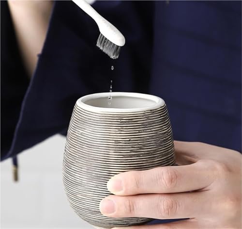 Juego de accesorios de baño de cerámica con dispensador de jabón y vaso para hogar 5