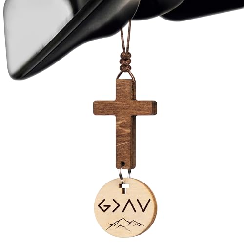 Cross for Car Mirror Hanging, Christian Gifts for Men, Daily Bible Verse Car Cross Hanging Accessories, Christian Car Accessories, Jesus Religious Gifts, for Dad, Father, Men, Husband