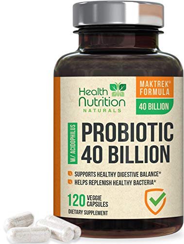 Probiotic 40 Billion Cfu - 15x More Effective with Targeted Release, Lactobacillus Acidophilus Probiotics, Made in USA, Non-GMO, for Women & Men, Immune Support and Digestive Health - 120 Capsules