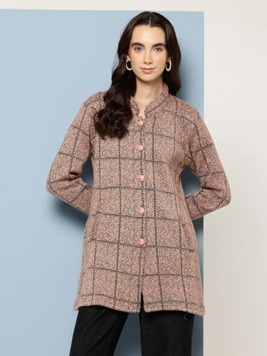 Image of Aarika Womens Winter Wear Lemon Colour Abstract Woolen Cardigan