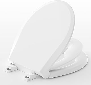 KEMEXC Toilet Seat with Toddler Seat Built in, Slow-Close, Quick-Release Hinges, Easy to Clean, 6 Anti-Slip Devices Never Loosen, Potty Training Toilet Seat, Toddler Toilet Seat, White Round 16.5"