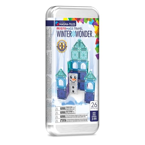 Magna-Tiles microMAGS Winter Wonder Travel Set 26-Piece Magnetic Construction Set,