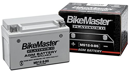 BikeMaster MS12-9B-BS BM AGM Platinum II Motorcycle Battery - 150L X 69W X 105H mm