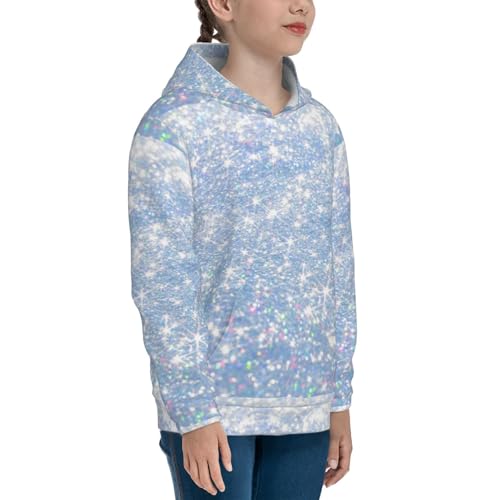 White Bule Glitter Kids Pullover Hoodies Boys Sweatshirts Girls Athletic Clothes with Pocket3