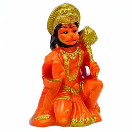 Image of KRISHNAGALLERY1 Polyresin Orange Hanuman Ji Murti for Car Dashboard Hanuman Bala ji Bajrangbali Murti Statue Idol for Pooja Room Home Temple Idol 3 Inch Small Size (White)