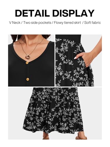 Image of VIISHOW Women's Short Sleeve Maxi Dress 2026 Summer V Neck Knit Loose Plain Empire Waist Casual Dresses with Pockets