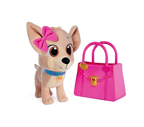 Simba 105890020 - Chichi Love Best Friends Forever, YouTube Serie Plüschhund in Hot-Pinker Vinyl Handtasche, 20cm Kuschelhund, ab 3 Jahren