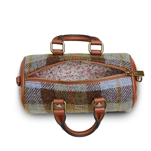 Islander® The Mini Duffel - Ladies Small Shoulder Bag with Harris Tweed, Chestnut Blue Tartan3