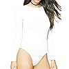 MANGDIUP-Womens-Round-Collar-Long-Sleeve-Elastic-Bodysuit-Jumpsuit MANGDIUP Women's Round Collar Long Sleeve Elastic Bodysuit Jumpsuit(White, XXXL)