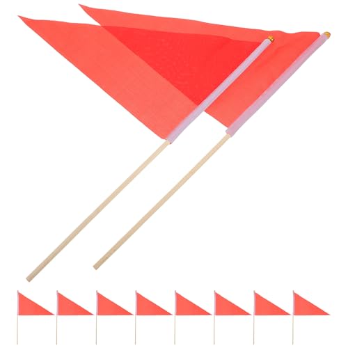 Drapeaux de marquage triangulaires VILLCASE rouges avec mâts de fixation pour pelouse x20