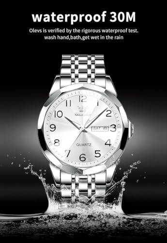 Image of OLEVS Watch for Men Simple Business Dress Analog Stainless Steel Waterproof Luminous Date Easy Read Men Wrsit Watch