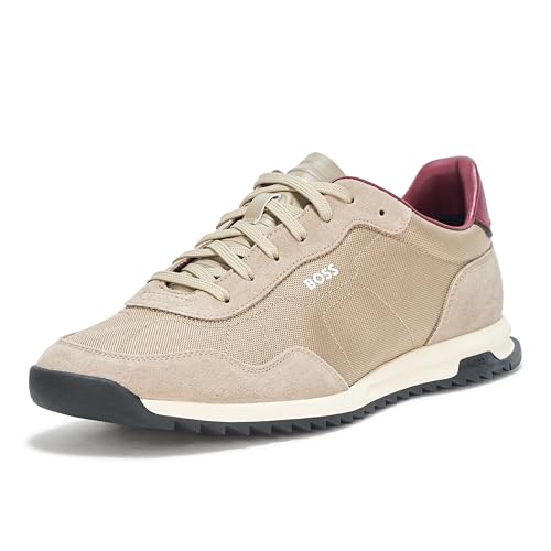 BOSS Men's Zayn Low Profile Suede Leather Two Tone Sneaker