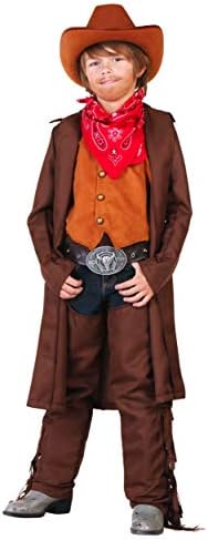 Western Cowboy Costume for Kids Boys Cowboy Hat Vest Chaps Belt Buckle Bandana Medium