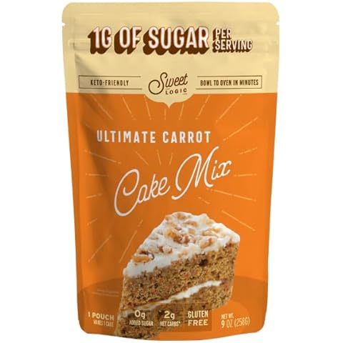 Sweet Logic Keto Baking Mix - Carrot Cake - Gluten-Free - Dairy Free - Diabetic-Friendly - High Protein - Allulose - Stevia - Low Sugar - Low Carb - Quick 20-Minute Prep (1-2G Carbs Per Serving) Cover
