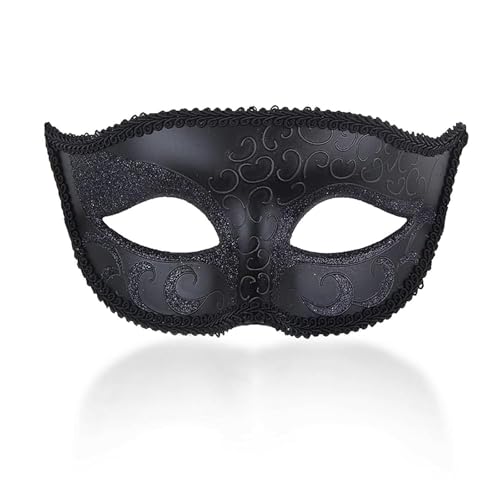 HWZENQZ New Masquerade Mask for Men Women Venetian Mens Masquerade for Halloween Easter Carnival Christmas Cool Masks Cosplay Ball Party Decoration (Black)