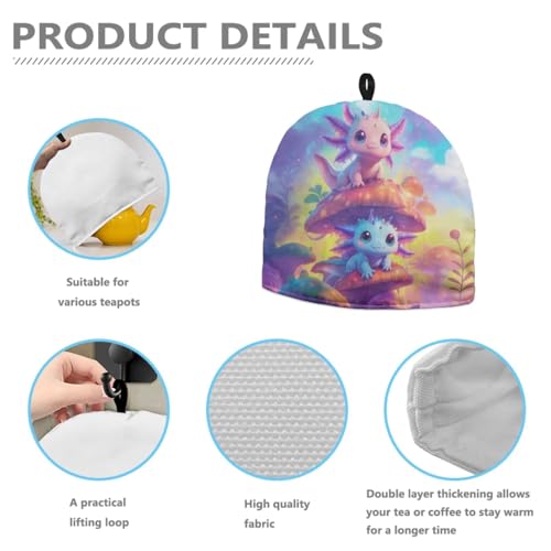 Image of Cartoon Salamander Print Handmade Tea Cozy Kitchen Home Decorations Teas Cosy Creative Gifts Tea Cozies for Teapot Keep Warm Double Tnsulated Kettle Cover for Office