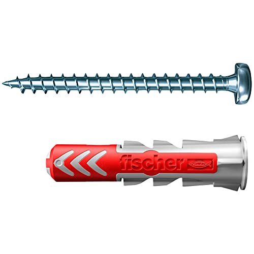 Fischer 100x Tasselli DuoPower 6x30 mm con Viti Torx a Testa Bombata, per Muro Pieno, Mattone Forato, Cartongesso, 545838