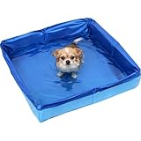 HERKINDNESS Piscina para Perros Plegable 50×50×10 cm, Cuadrada en PVC Impermeable, Piscina Perros Pequeños Portátil para Perros y...