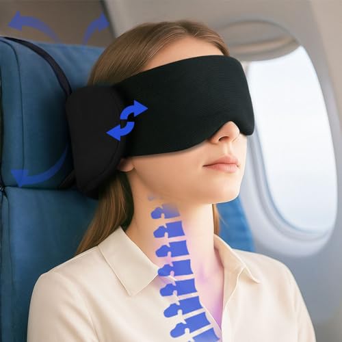 Antyman?Travel Pillow for Airplanes? Secure Head Support with 360° Blackout Eye Mask?Portable Detachable Eye mask?is Suited for Long Flights, Road Trips & Office Breaks?Prevents Head Bobbing