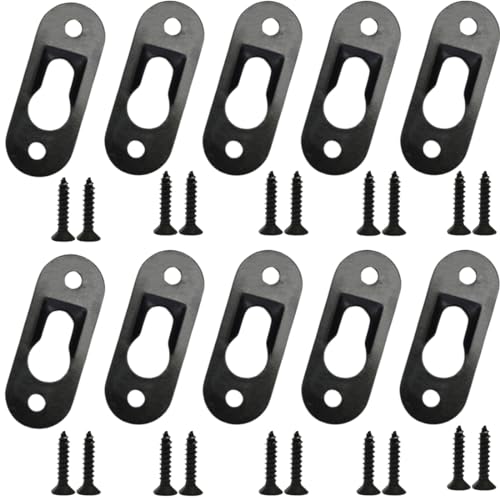 Image of 50 Pack Keyhole Picture Hangers with 100 Pcs Screws Metal Keyhole Hangers Fasteners Flat Keyhole Hangers Plate Keyhole Hanging Bracket Hardware for Mirror Picture Frame (Black)