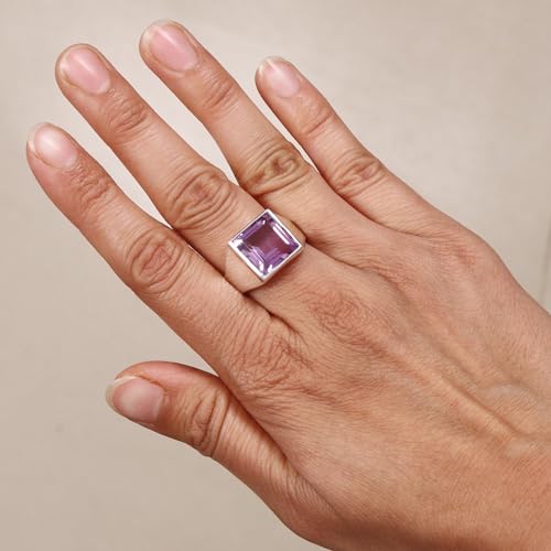 Bague améthyste homme argent 925 véritable anneau violet - 3