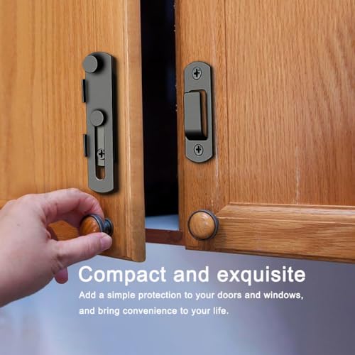 2PCS Barn Door Lock, 180 Degree Flip Sliding Barn Door Latches, Gate Latch for Barn Door, Sliding Door, Pet Door, Garage, Bathroom, Window, Outdoor(Black) - Image 5