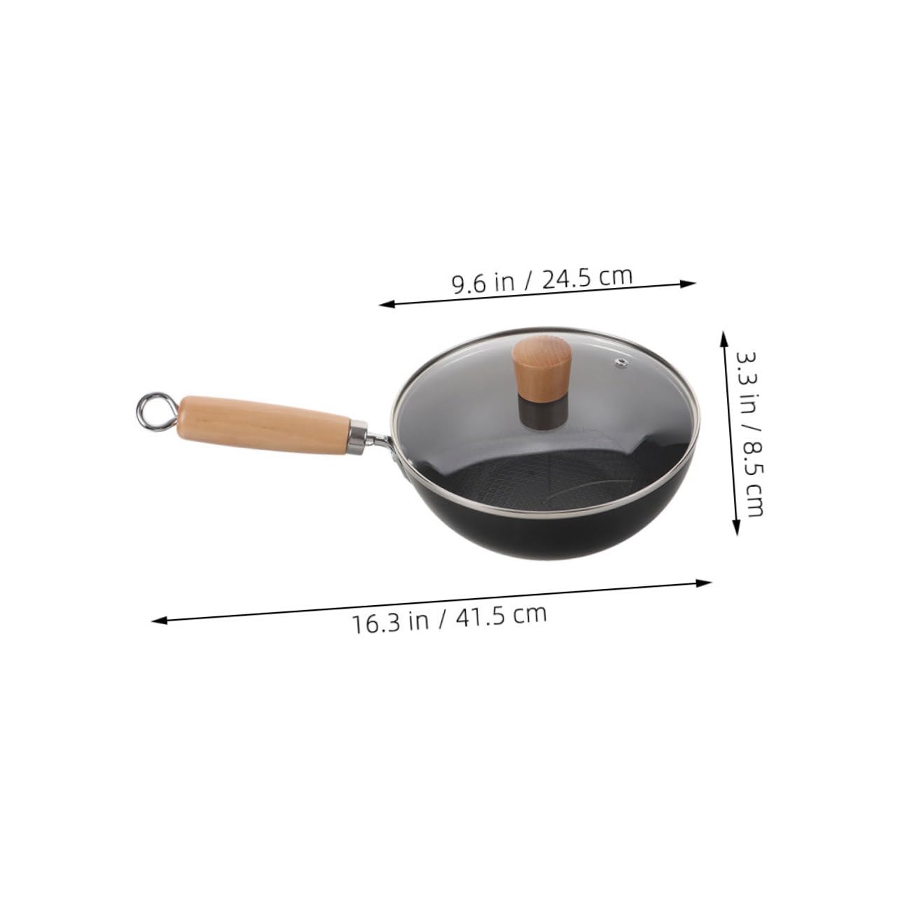 Wok Tradizionale Cinese in Ferro con Coperchio e Manico in Legno