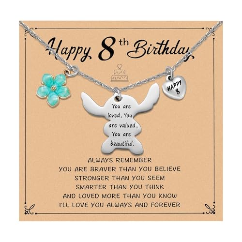 Ukodnus 6-10 Year Old Birthday Necklace Gifts, You are Loved Valued Beautiful Gift, Birthday Jewelry Gift for Daughter Granddaughter Niece