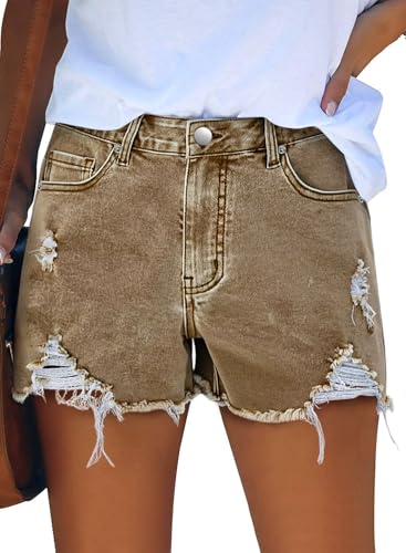Image of CHICZONE Womens Mid-High Waisted Stretchy Denim Jean Shorts