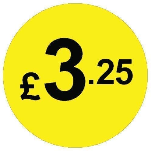 from 99p to £10 - Pack of 200 Black & Yellow 20mm Price Stickers/Sticky Labels - 40 Different Prices to Choose from (Black & Yellow £3.25)