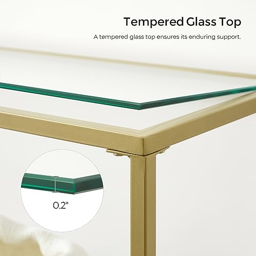 Image of VASAGLE 51.2 Inches Console Table with 3 Shelves, Tempered Glass Shelf
