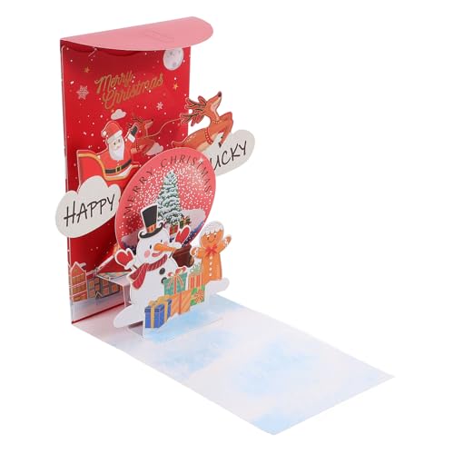 JOINPAYA Tarjeta Navideña 3D de Felicitación Diseño de Muñeco de Nieve Papel de Tamaño Mediano Tarjeta Decorativa para Fiestas y Regalos Navideños