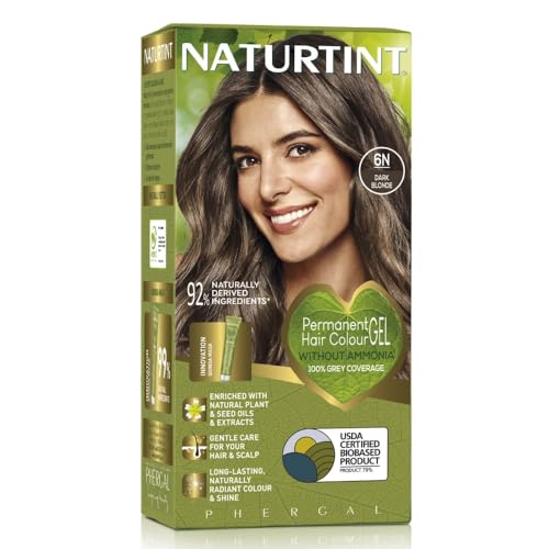 Naturtint Permanent Hair Colour, 6N Dark Blonde, Plant Enriched, Ammonia Free, Long Lasting Grey Coverage and Radiant Colour, Nourishment and Protection