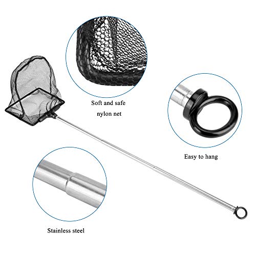 Image of Lpraer Aquarium Fish Net with Extendable Stainless Steel Long Handle Fine Mesh Net for Fish Tank