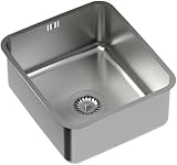 QUADRON Lavello in acciaio inox PATRIC SteelQ, lavello da cucina, lavello da incasso a 1 vasca in 39 x 44 x 18 cm, acciaio, lavello sottotop, lavello da cucina, lavello per basi da 40 cm di larghezza