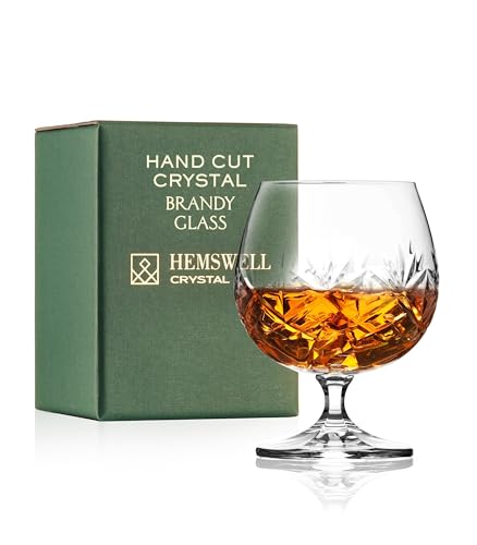 Muldale Hemswell Crystal Single Brandy Glass Goblet - Cut Crystal Brandy Glasses with Box - Snifter Glass for Cognac 250ml - Glenrigg