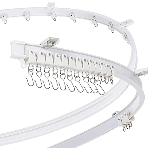 Image of Jetec Flexible Bendable Ceiling Curtain Track, Mount for Rail with Curtain Tracks System Bunk Bed Window, Room Divider, Door, Shower, Rv(16.4 Feet / 5 Meters,White)