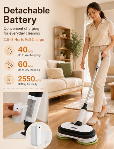 Image of Eous Cordless Electric Mop, Self-Propelled with LED Light and Water Spray