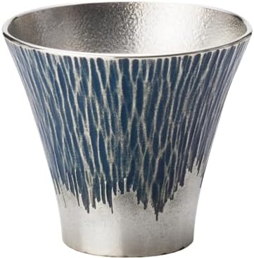 Osakasuzuki Guinomi, Pure Tin, Japanese Sake Ceremony, Handmade Sake Cup, Gift, Recommended for 30s and 40s, Mt. Fuji Blue Fug-b