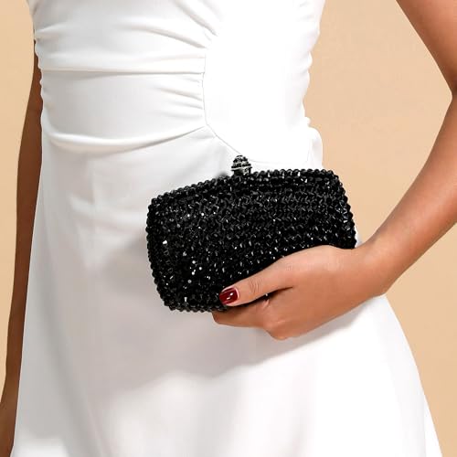 Image of Boutique De FGG Mini Crystal Clutch Purse for Women Formal, Spikes Rhinestone Clutch Evening Bag, Wedding Party Handbag