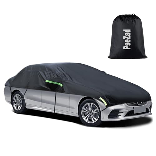 Universal Half Car Cover Waterproof All Weather, Black Car Covers for Automobiles Outdoor Indoor for All Season Waterproof Dustproof Uv Resistant Snowproof Fit for Sedan