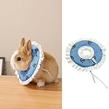 MANON ROSA Rabbit Elizabethan Collar: Soft After Surgery Cone Adjustable Cute for Dogs Cats Puppies Kittens Rabbits Bunnies Prevents Licking (Small,Blue)