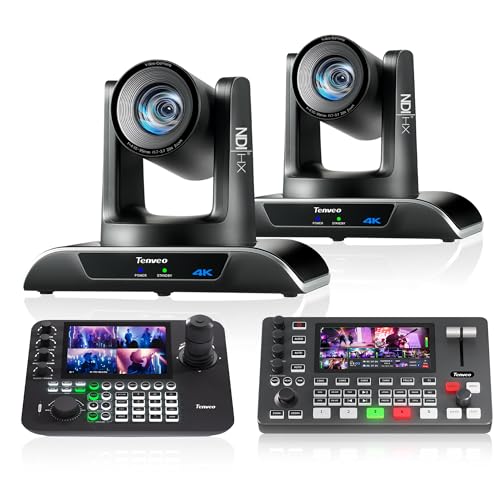 Tenveo 4K PTZ Kamera（VHD20H-AI-4K*2）+KB300PRO Tenveo NDI PTZ Kamera Joystick Controller+Video Mixer Switcher