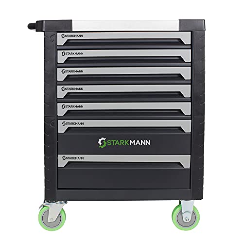 STARKMANN Blackline Werkzeugwagen 7 Schubladen inklusive 599 TLG. Werkzeugset | Werkstattwagen mit Steckschlüssel-Satz Knarrenkasten Nußkasten Ratschenkasten – Bild 5